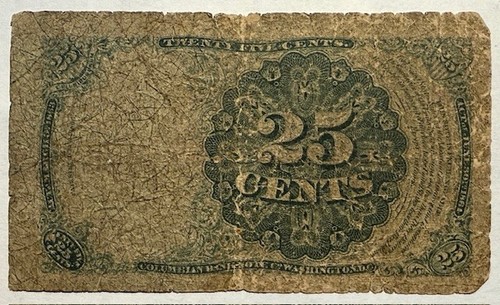 Fractional Currency 25 Cents - 5th Issue - 1874 - Fr-1309 - CHEAP, FREE USA S&H! - Picture 2 of 2
