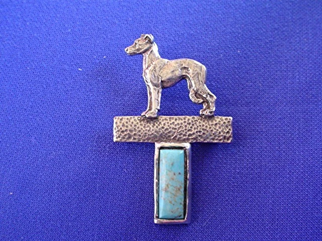 Italian Greyhound Whippet on Turquoise Pin 12F dog jewelry by
