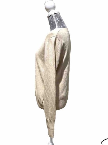 Eddie Bauer Cardigan Sweater Womens Sz M Beige Cotton Cashmere Button Up V-Neck - Picture 11 of 17
