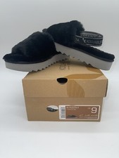 Koolaburra By UGG Fuzz'n II Black Faux Fur Women's Slippers Size 9