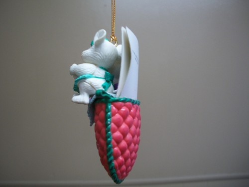 Vintage LUSTRE FAME CHRISTMAS ORNAMENT 2 White MICE RECIPE CARD OVEN MITT 1996 - Picture 7 of 7