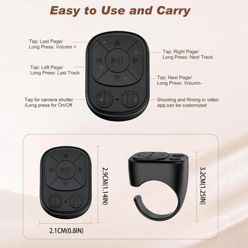 Wireless Bluetooth Remote Control,Remote Control Page Turner Scroller Ring - Picture 11 of 17