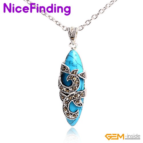Marquise Verschiedene Edelsteine Marcasit Silber Halskette Enhancer Anhänger Schmuck - Bild 25 von 40