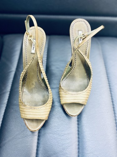 Miu Miu Green Slingback Open-Toe Platform Sandals Size 9 - Picture 13 of 15