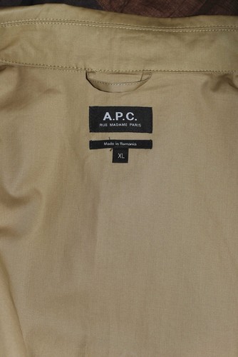 A.P.C. Paris Beige Coated Cotton Snap Button Mac Coat Size XL Made In Romania - Picture 5 of 7