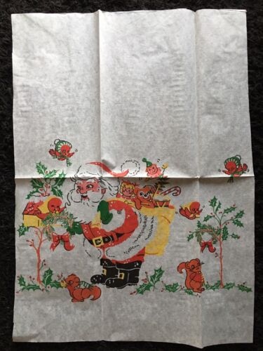 Vintage Krepppapier Weihnachtsdeko, Panel - Santa and His Wildlife Friends - Bild 2 von 4
