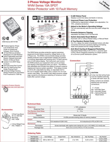 New / Open Box ~ ABB SSAC WVM911AL 3-Phase Voltage Monitor - Picture 4 of 4