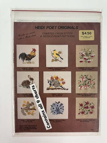 Heidi Poet Originals Charted Cross Stitch & Needle Point Patterns Lot Of 9 - Picture 7 of 9