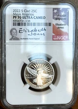 🕊️ 2022-S Maya Angelou PF70 UCAM Quarter NGC ✍️ Signed by E. Jones 💎