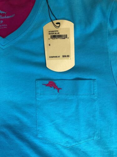 Tommy Bahama Shirt Top Womens Small River Blue Indio Rib V-Neck Tee NWT - Picture 3 of 7