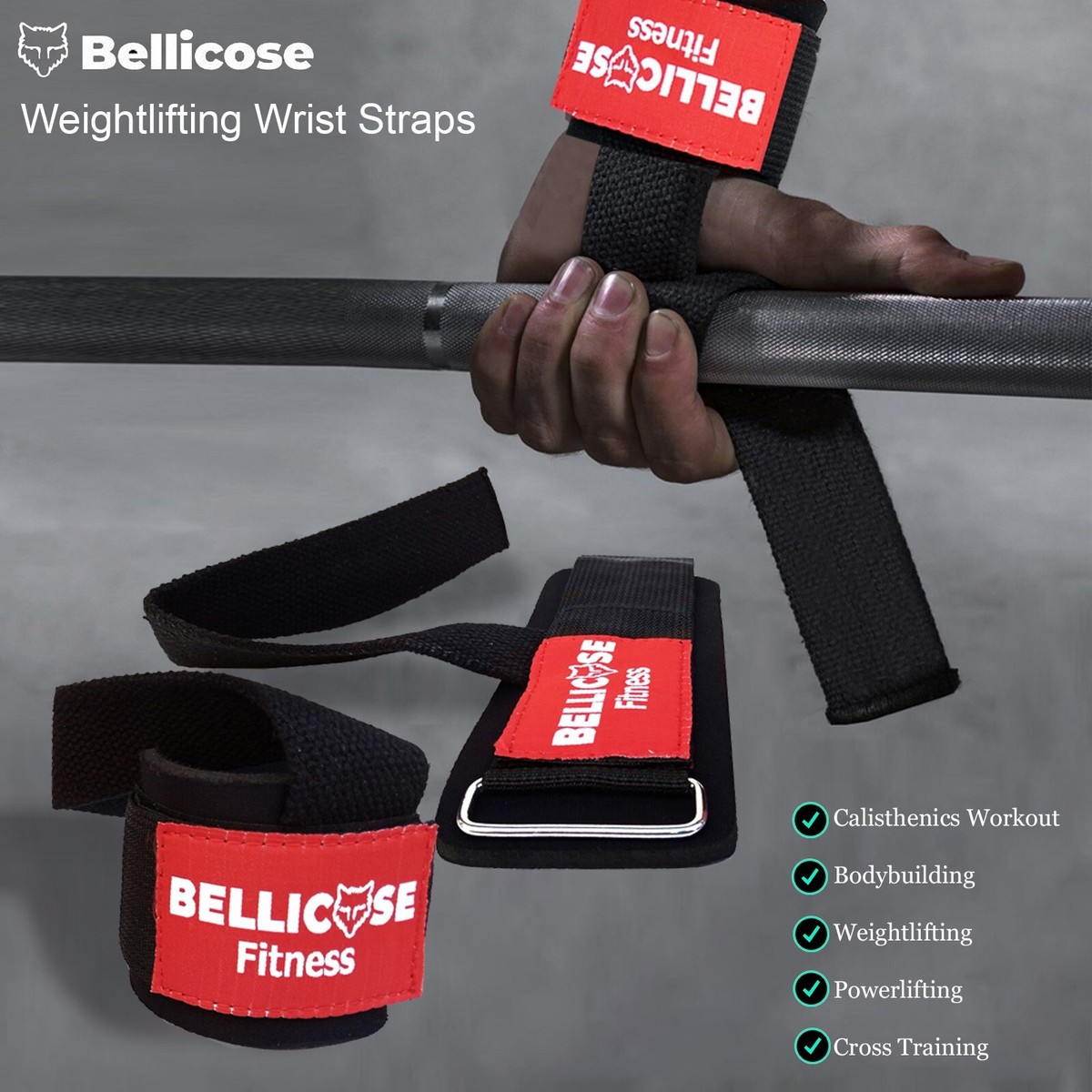 Weight Lifting Straps Gym Bar Grips Padded Wrist Deadlift