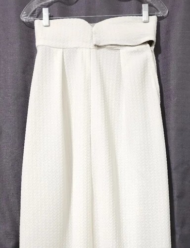 VINTAGE Women Y2K HANDMADE Long A Line Skirt Small Medium Ivory Stiff High Waist - Picture 9 of 12