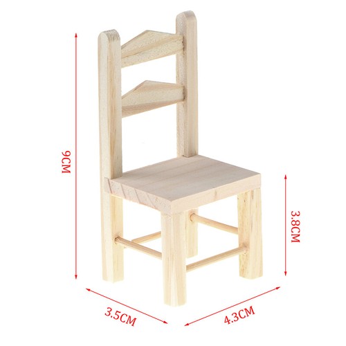 1:12 Mobili per casa delle bambole Sedia da cucina in legno in miniatura pe CR - Foto 7 di 12