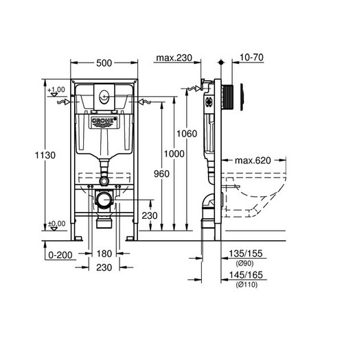Grohe RAPID SL WC-Vorwandelement Betätigung Skate Air Bausatz Schallschutz - Bild 2 von 5