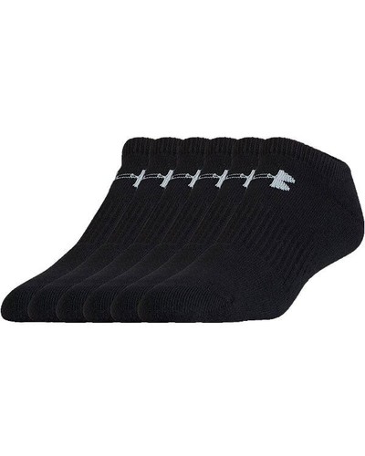 6 PAIRS Under Armour Kids No-Show Socks Cotton Black Sport Socks Sizes 1 to 4 UK - Picture 5 of 8