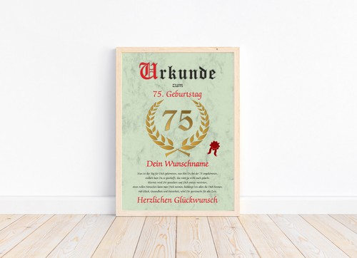 75 Geburtstag Geschenk-Urkunde Mann Frau 75 Jahre Oma Opa Name personalisiert - Bild 26 von 42