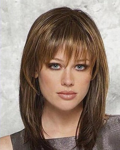 Nuevo Moda Estilo Dije Mediano Largo Mujer Marrón Rubio Cabello Natural Pelucas Completas - Imagen 4 de 4