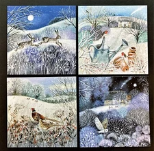4 Rabbit Hare Owl English Robin Christmas Cards Museums & Galleries UK Charity