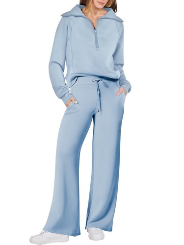 HOT Autumn and winter sports suit long sleeved hoodie wide leg pants two-piece s - Picture 33 of 36