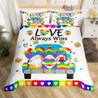 Rainbow Valentine Quilt/Doona/Duvet Cover Lovers Bed Set Single Double King Size