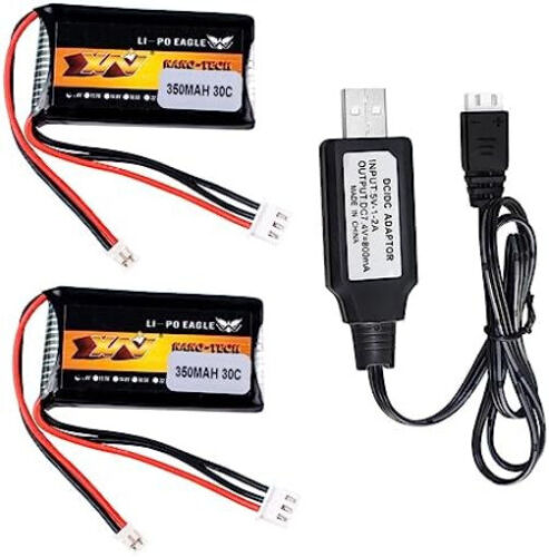 2 piezas enchufe de batería Lipo 7,4 V 350mah 30C PH2,0 para camión de pasajeros SCX24 90081 C10 1/24 - Imagen 3 de 7