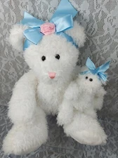 Walmart Hugfun Teddy Bear Mom Mama Baby White Blue 20" Plush Stuffed Animal Toy