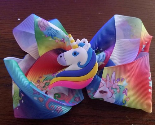 So Cute Girls BIG Boutique 6" Unicorn Rainbow Colors Hair Bow BUY ME!! - Picture 3 of 3