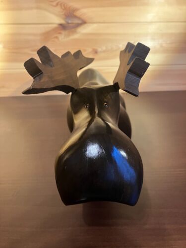 Hand Carved Wooden Moose Sculpture by Yoma LeBel Canadian Ebenisterie - Picture 6 of 11
