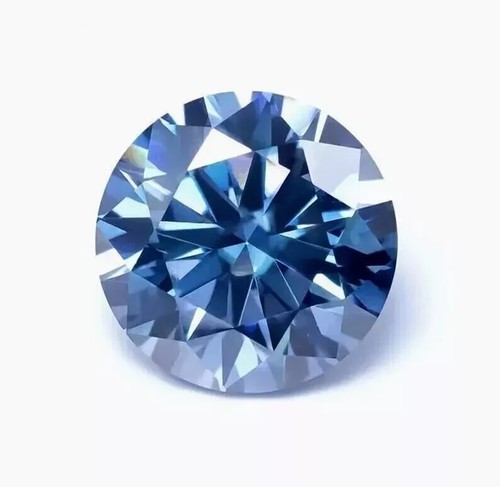 Natural Blue Color 1 CT Round Cut Lab-grown Diamond VVS1 Clarity Certified - Picture 6 of 12