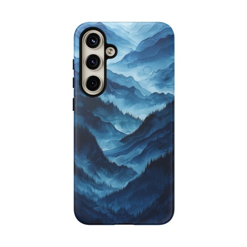 For iPhone / Galaxy / Pixel | Phone-Ink Case - Blue Forest Mountain Watercolor - 第 86/139 張圖片