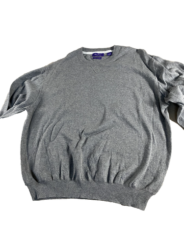 Suéter ALAN FLUSSER Para Hombre XXL Gris Manga Larga Algodón Cachemira Preppy - Imagen 4 de 14