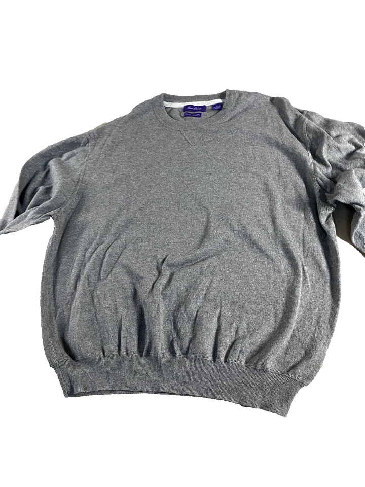 Suéter ALAN FLUSSER Para Hombre XXL Gris Manga Larga Algodón Cachemira Preppy Foto 4 de 4