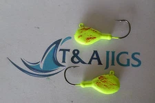 3/4oz Blackfish Tautog Jig Heads pack of 12 Green/Chartreuse w/red T&A JIGS 