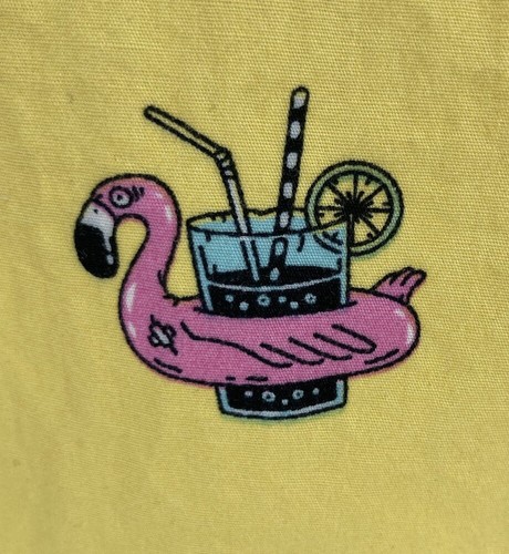 VSTR Premium Men’s Shirt Yellow Short Sleeve With Pink Flamingo Hawaiian 2XL XXL - 第 5/7 張圖片