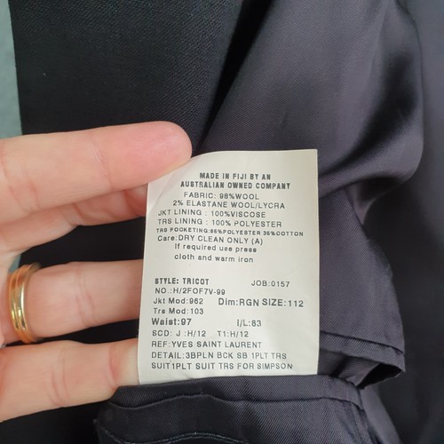 Yves Saint Laurent 2 Piece Suit Mens Sz 112 Black Wool Blend Office Formal - Picture 4 of 18