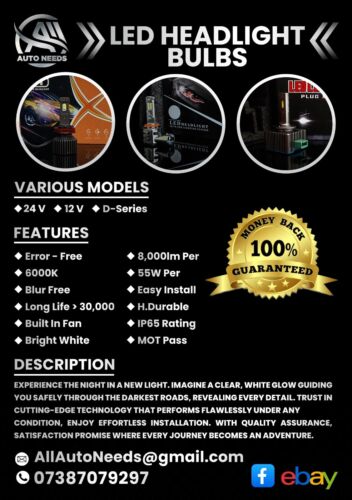 D2S Led Low/High Beam Headlight Bulbs Bright 55W 6000K Error Free Money Back. - Picture 13 of 15
