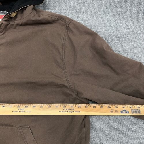 Giacca Vintage OP Tela Uomo XL Marrone Pile Foderato Cappuccio Y2K Pesante *LEGGI - Foto 8 di 11