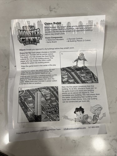 Mega Monster City Smash Board Game Remote Controlled Battle Continuum Complete-1 - Picture 12 of 18