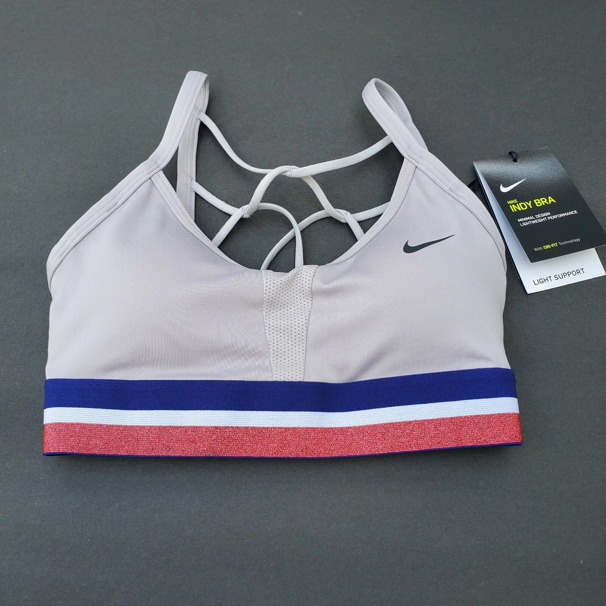 Nike Indy Luxe Womens Light Support 1 Piece Pad Convertible Sports Bra  White XS for sale online