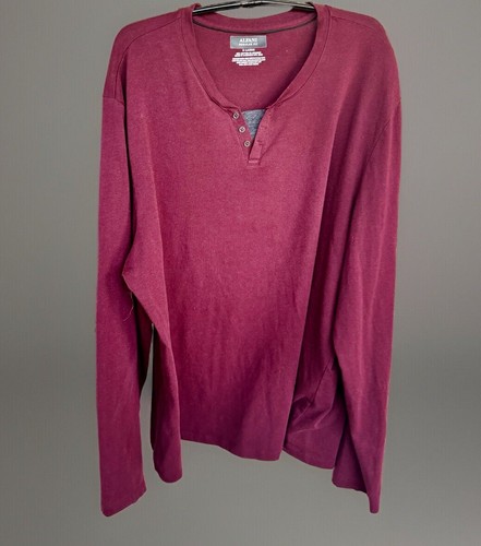 Alfani Mens Shirt Long Sleeve Burgundy Split VNeck Regular Fit Size XL