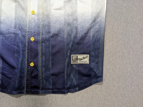 Vintage Arctic New York Trikot XL gelb blau Streewear 90er Mesh Streifen NYC - Bild 2 von 12