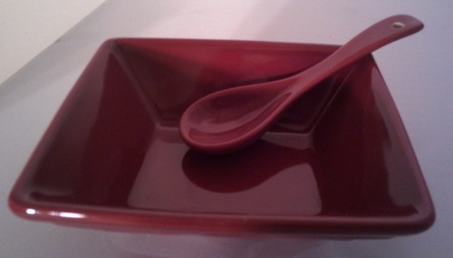 Longaberger Traditions Low Papricka Bowl and Spoon - Picture 4 of 6