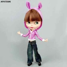 Lila Kaninchen Ohr Hoodie Zipper Mantel für Blythe Puppe Jacke Cosplay Kostüm
