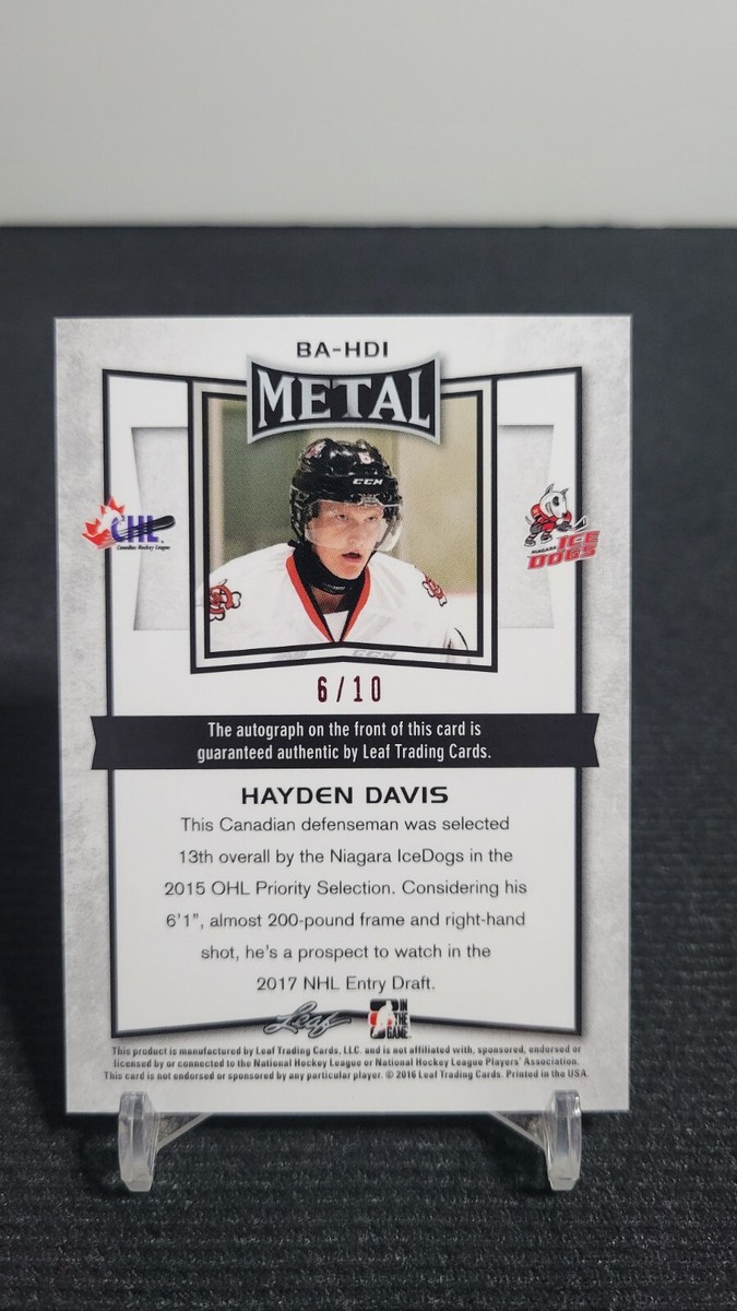 2015-16 Leaf Metal Hockey Hayden Davis Pink Prismatic Auto /10 RC
