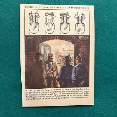 1942 Berliner Morgenpost GOTTLIEB DAIMLER Trade Card - 1882 Engine Development