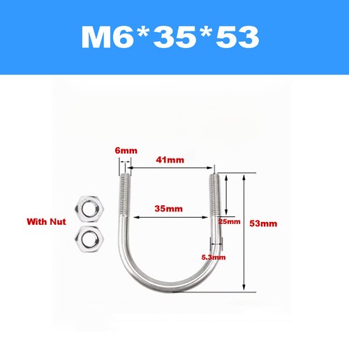 304 SS U-Screw / U-Bolt / U-Clamp / Pipe Clamp Fixing Clip M6M8M10M12M16 - Picture 19 of 97