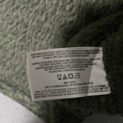 Eddie Bauer Mens Sweater Small Green Quarter Zip Pullover Sweatshirt Fleece - Picture 3 of 8