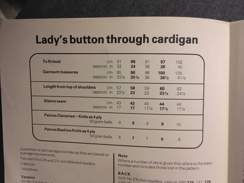 🌟VINTAGE PATONS KNITTING PATTERN 7193 FOR CARDIGAN IN 4 PLY ~ SIZES 32 - 40” - Picture 2 of 2