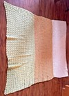 Homemade Vintage 1970s Gold Cream & Green Crochet Afghan Throw Blanket 57" x 57"