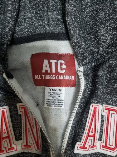 ATC All Things Canadian Kids MEDIUM Full Zip Long Sleeve Hoodie - Picture 2 of 3